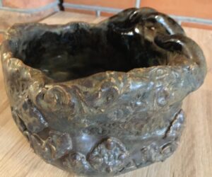 Ceramics by Helena-Reet: Massive brown clay bowl / flowerpot (VOL2)